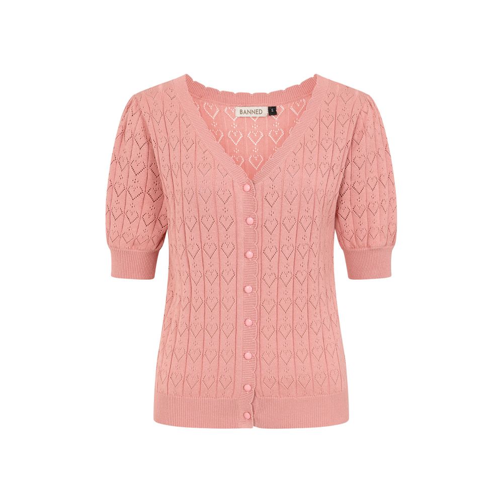 Banned - Sweet Hearts Convertible Cardigan - Roze